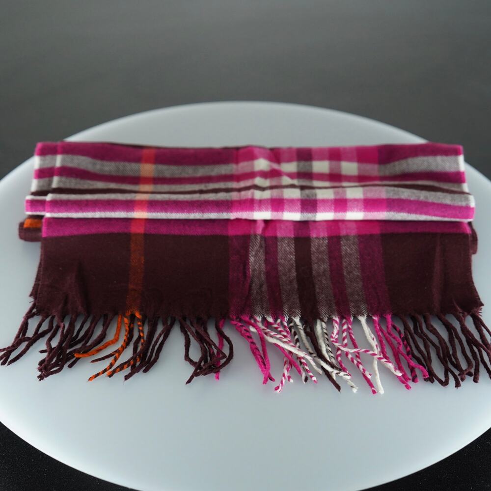 V.Fraas Maroon & White Acrylic Scarf